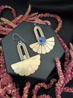 Bronze & Lapis Fan Earrings