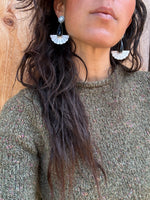 Black Onyx & Silver Fan Earrings