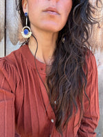 Double Lapis Talisman Earrings // Silver, Bronze & Lapis