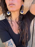 Double Lapis Talisman Earrings // Silver, Bronze & Lapis