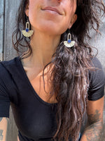 Bronze & Lapis Fan Earrings