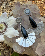 Black Onyx & Silver Fan Earrings