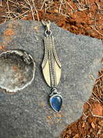 Labradorite & Bronze Water Drop Vessel Amulet
