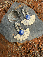 Bronze & Lapis Fan Earrings