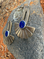Bronze & Lapis Fan Earrings