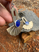 Bronze & Lapis Fan Earrings