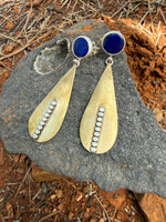 Golden Lapis Karmic Teardrops // Lapis, Silver & Bronze