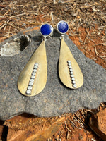 Golden Lapis Karmic Teardrops // Lapis, Silver & Bronze