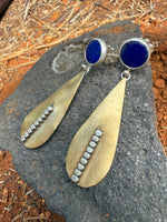 Golden Lapis Karmic Teardrops // Lapis, Silver & Bronze