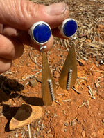 Golden Lapis Karmic Teardrops // Lapis, Silver & Bronze