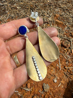 Golden Lapis Karmic Teardrops // Lapis, Silver & Bronze