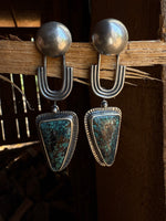 Turquoise Fill Moon Arch Earrings