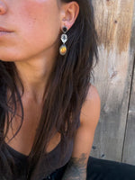 Black Onyx & Labradoite Post Dangles