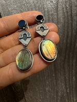 Black Onyx & Labradoite Post Dangles