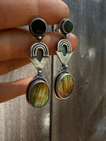 Black Onyx & Labradoite Post Dangles