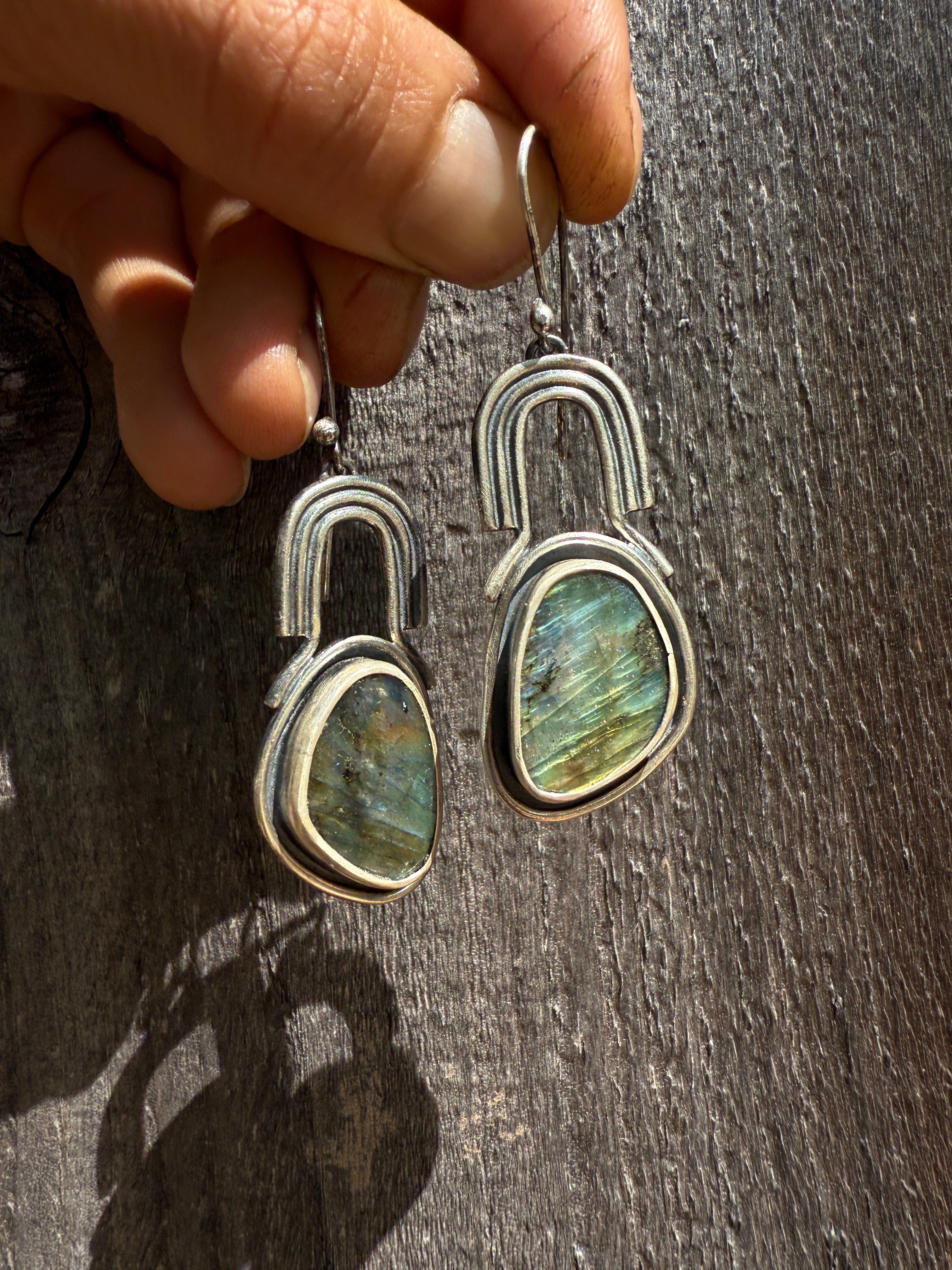 Labradorite Arch Earrings