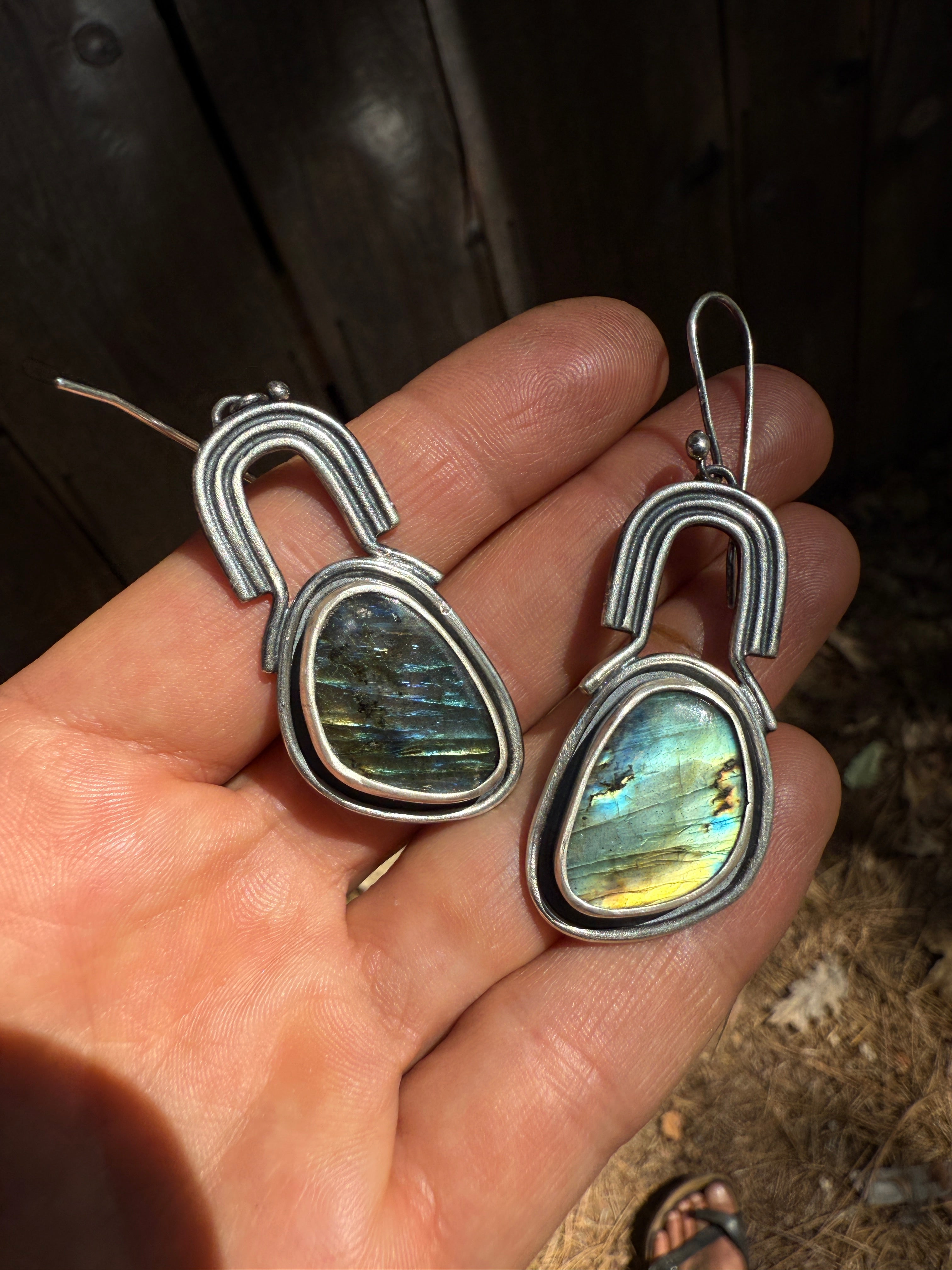 Labradorite Arch Earrings