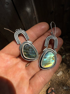 Labradorite Arch Earrings