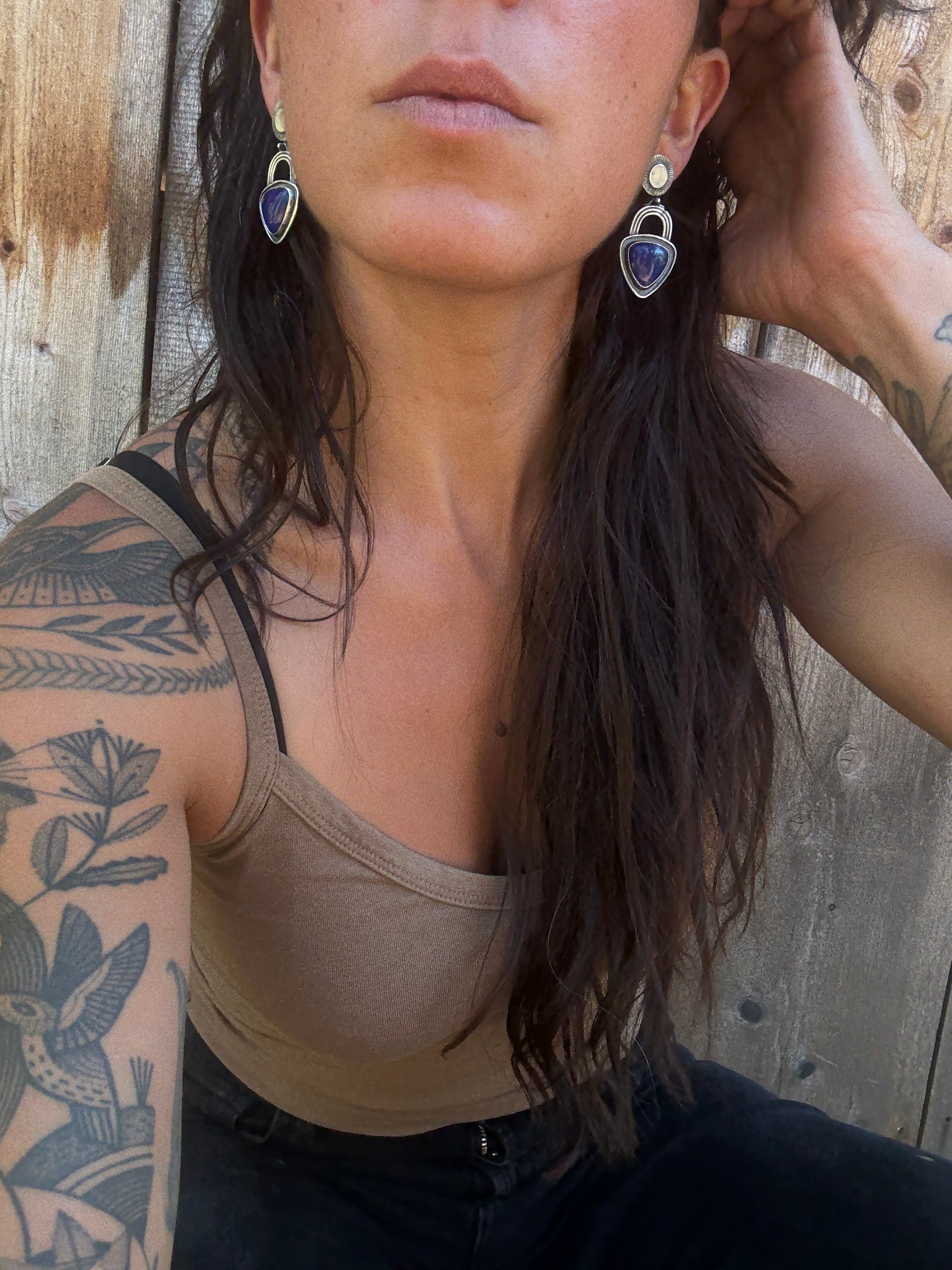 Blue Lapis Arch Earrings