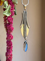 Bronze & Labradorite Water Drop Vessel Amulet