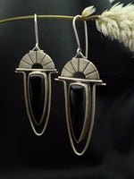 Black Onyx & Silver Fan Dangles
