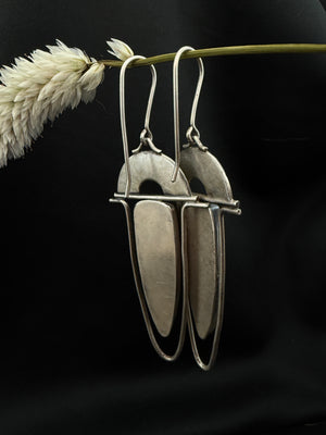 Black Onyx & Silver Fan Dangles