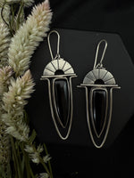 Black Onyx & Silver Fan Dangles