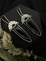 Black Onyx & Silver Fan Dangles