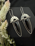 Black Onyx & Silver Fan Dangles
