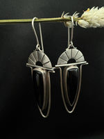 Black Onyx & Silver Fan Dangles