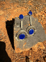 Double Lapis Talisman Earrings // Silver, Bronze & Lapis