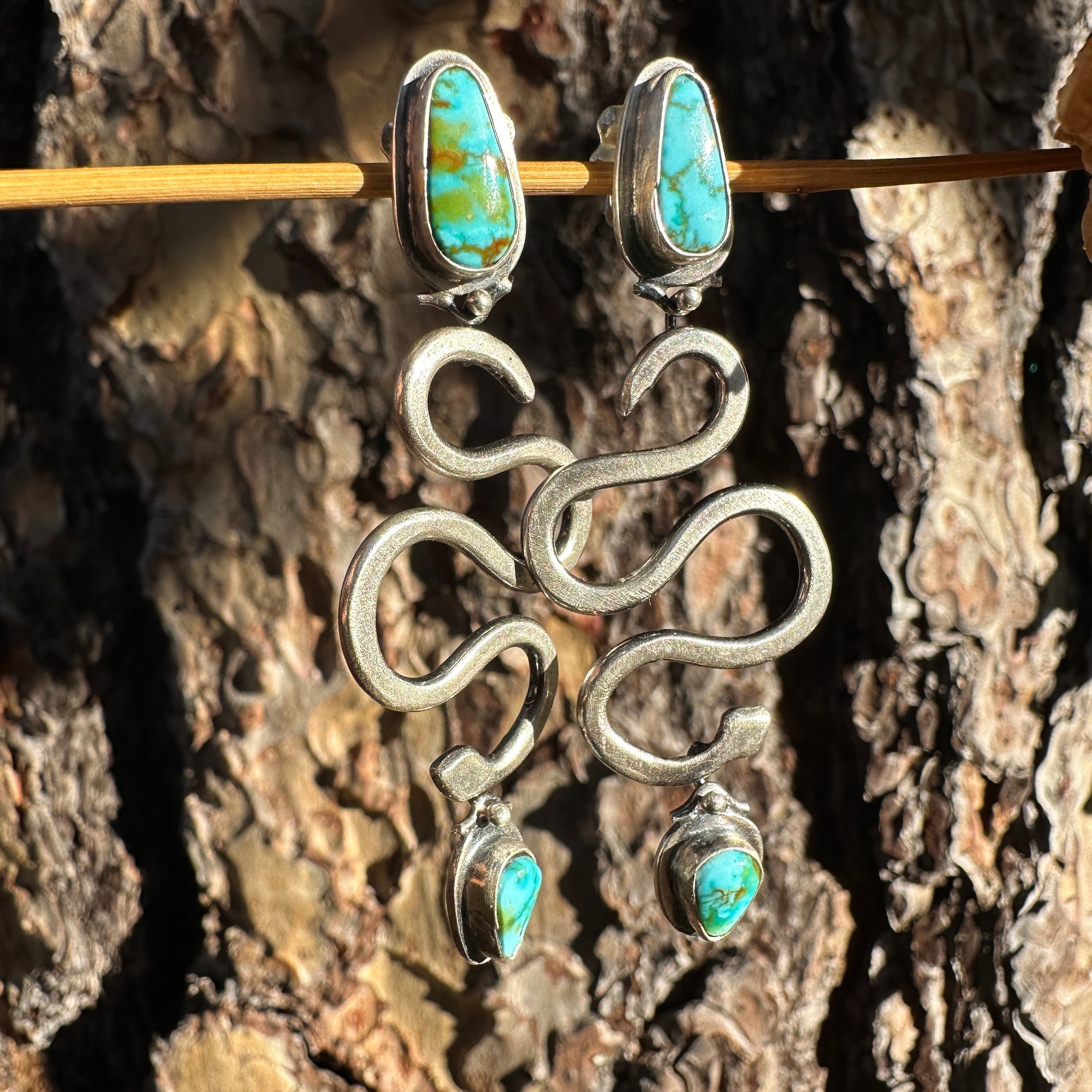 Double Turquoise Snake Dangles