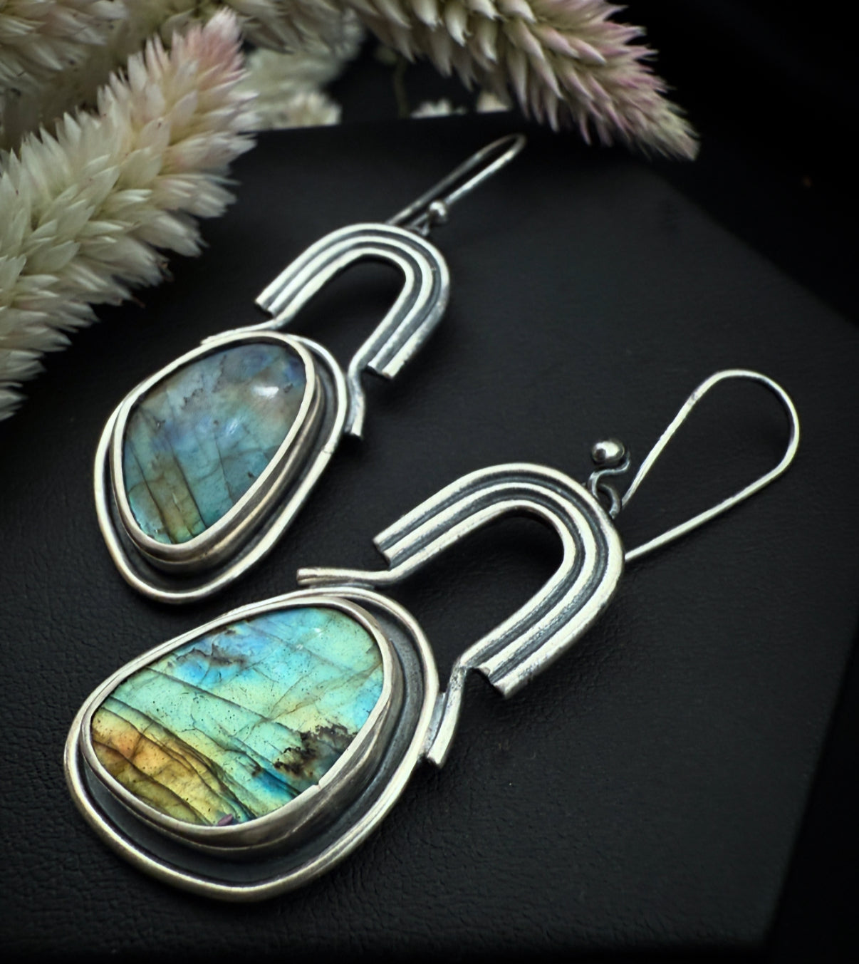 Labradorite Arch Earrings