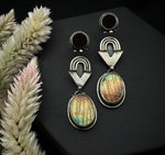 Black Onyx & Labradoite Post Dangles