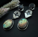 Black Onyx & Labradoite Post Dangles