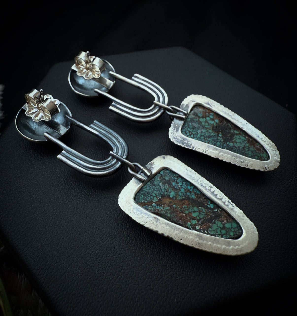 Turquoise Fill Moon Arch Earrings
