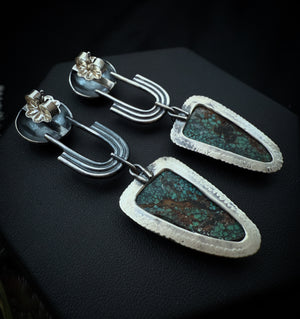 Turquoise Fill Moon Arch Earrings