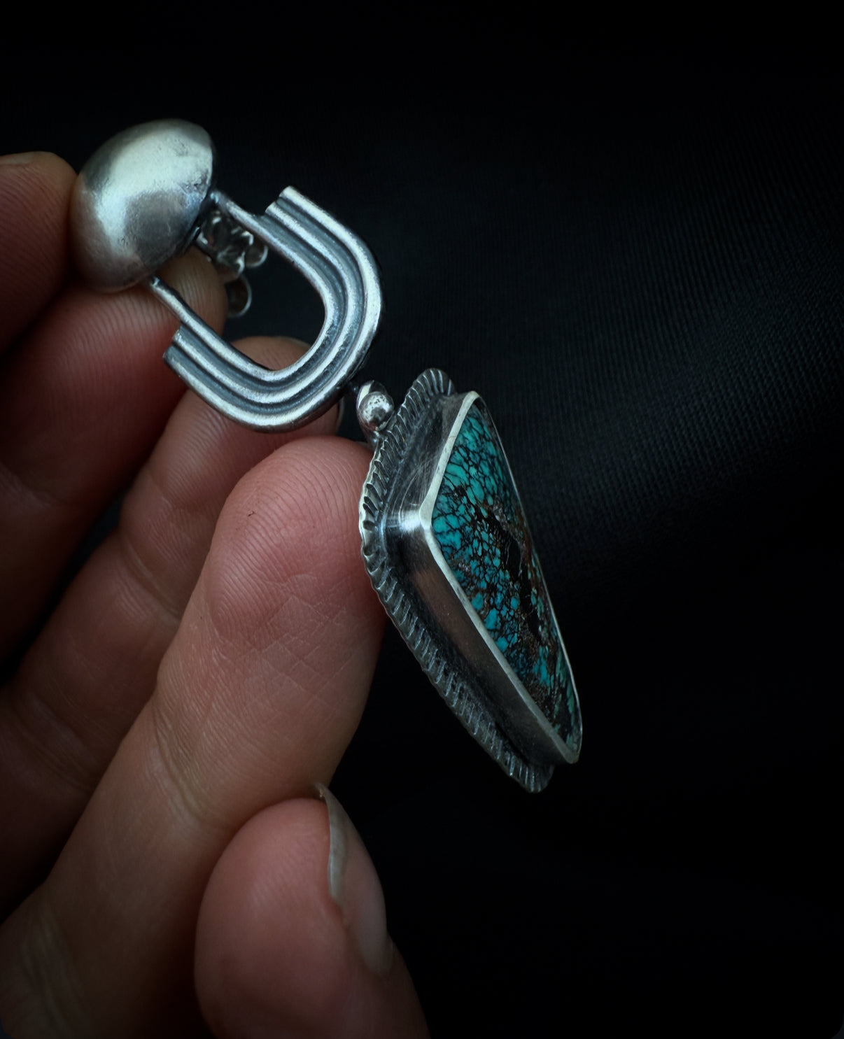 Turquoise Fill Moon Arch Earrings
