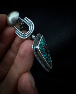 Turquoise Fill Moon Arch Earrings