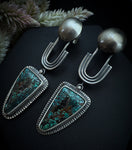 Turquoise Fill Moon Arch Earrings