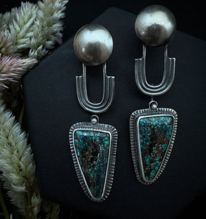 Turquoise Fill Moon Arch Earrings