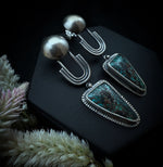 Turquoise Fill Moon Arch Earrings