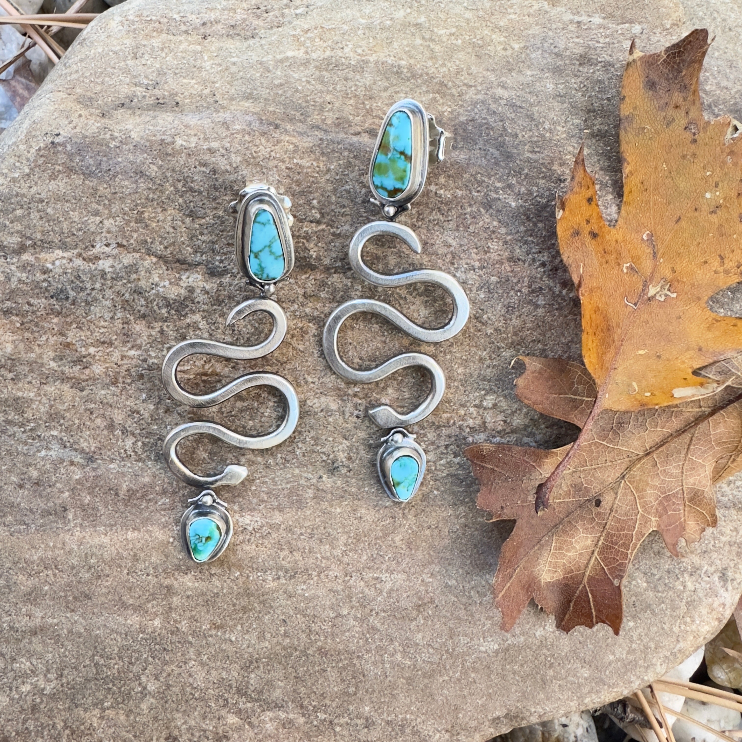 Double Turquoise Snake Dangles