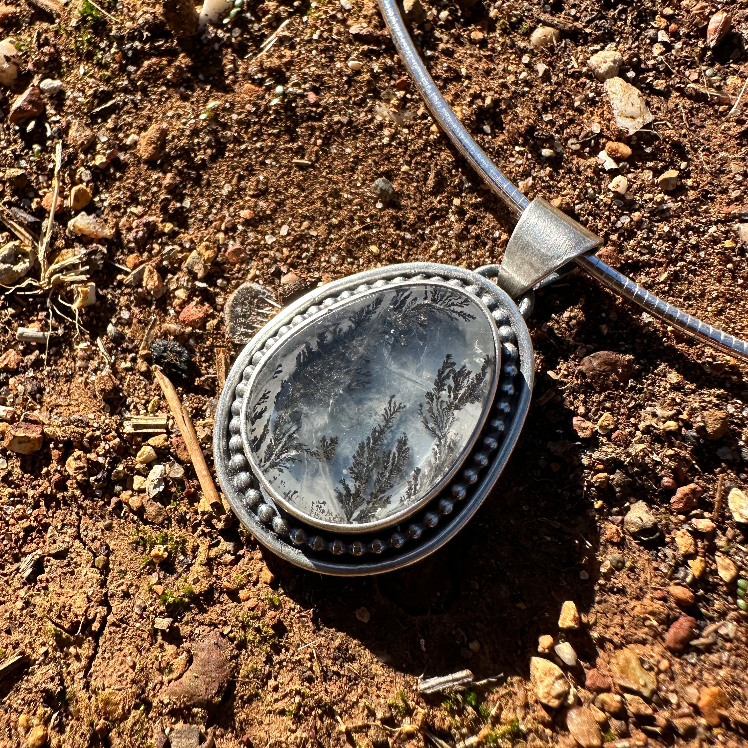 Dendritic Quartz Teardrop Pendant