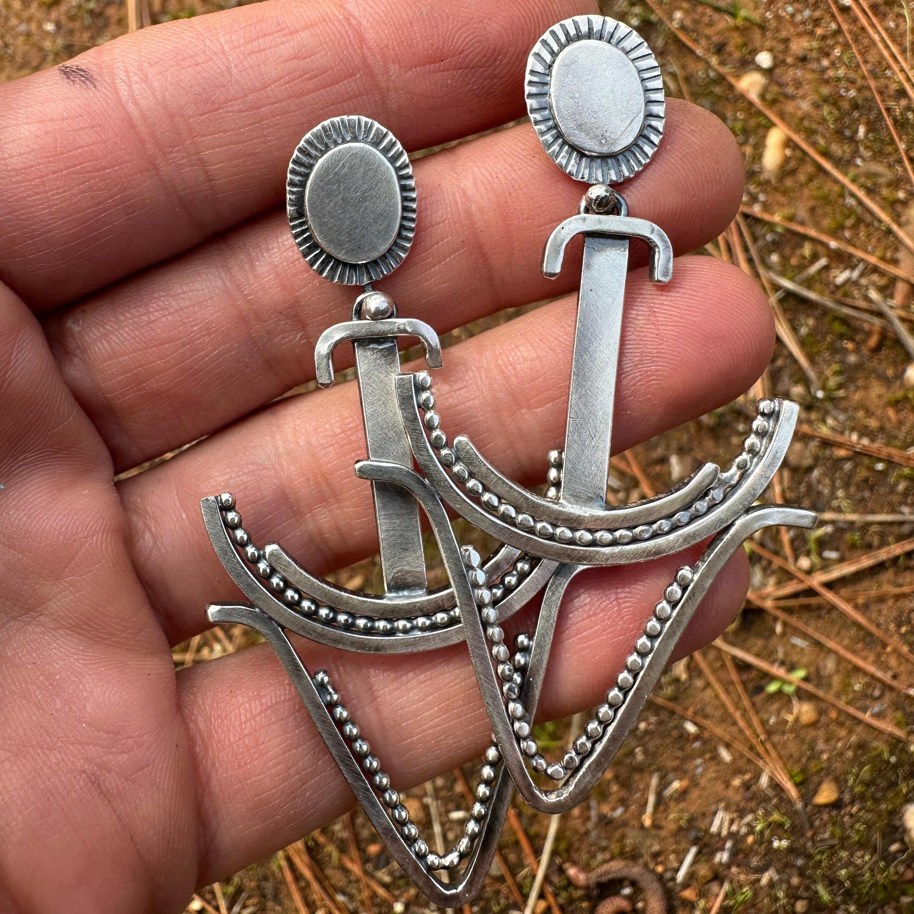 Sterling Silver Anchor Earrings