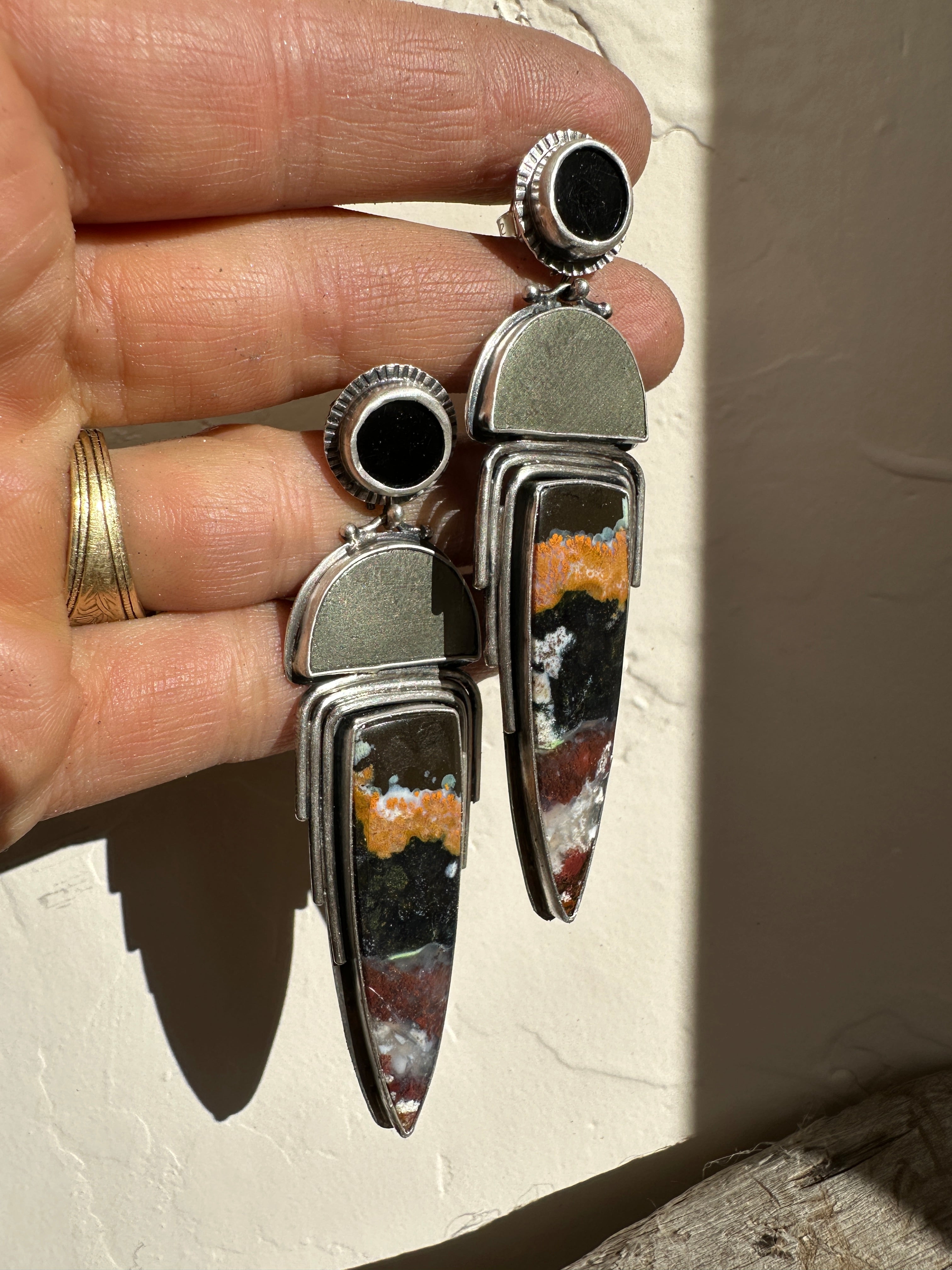 Alien Priestess Triple Stone Earrings