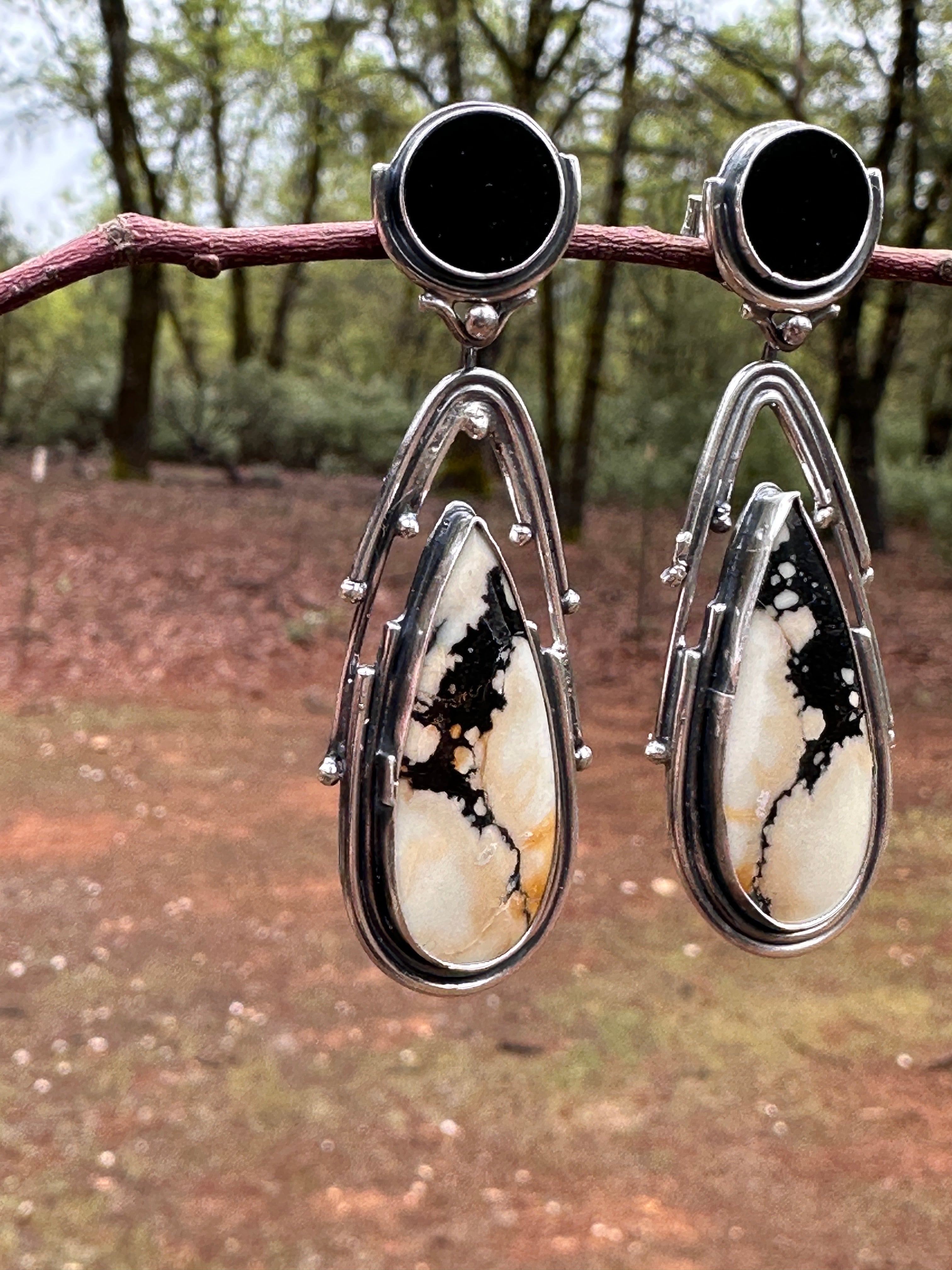Portal Earrings // Black Onyx with Indo Jasper