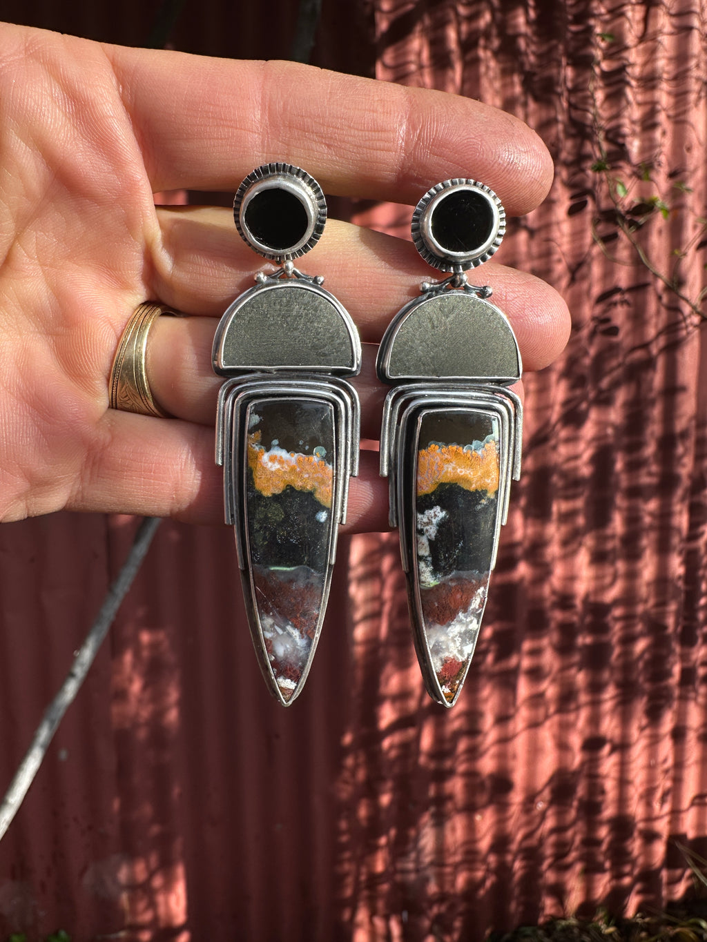 Alien Priestess Triple Stone Earrings