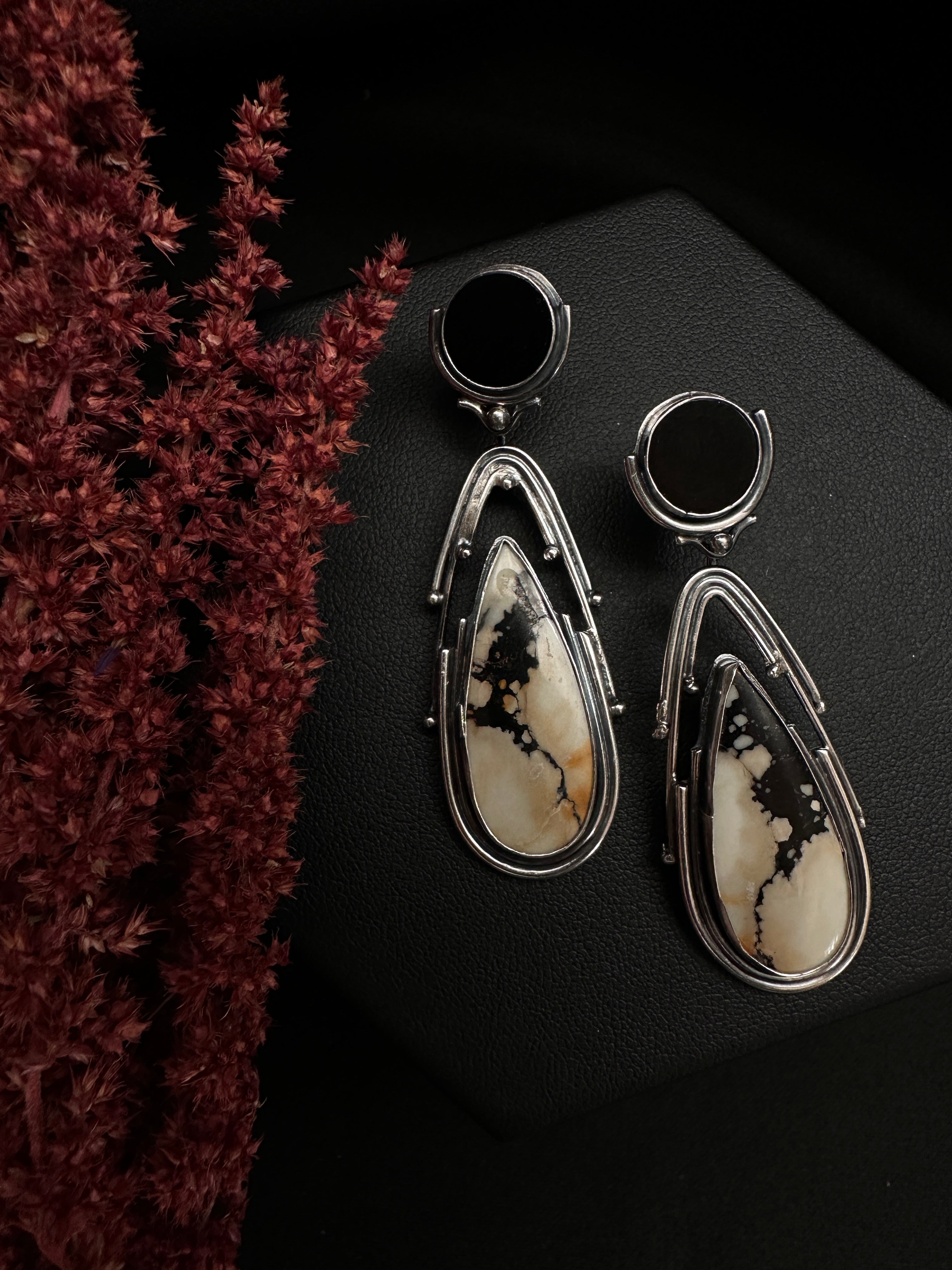 Portal Earrings // Black Onyx with Indo Jasper