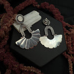 Silver Arched Fan Earrings